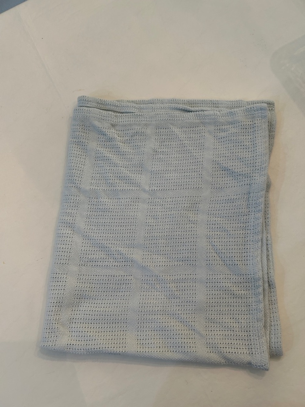 Pale Blue Knit Cotton Baby Blanket